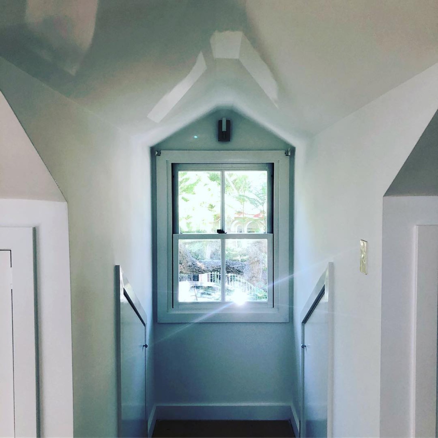 Freshly repainted stairwell and landing
